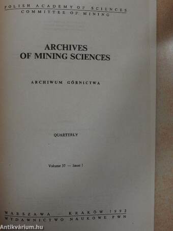 Archives of Mining Sciences 1992 Issue 1