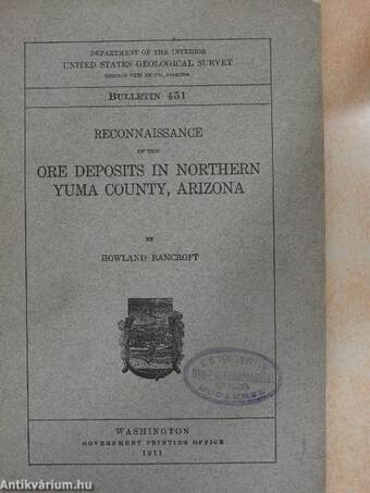 Reconnaissance of the ore deposits in northern Yuma County, Arizona