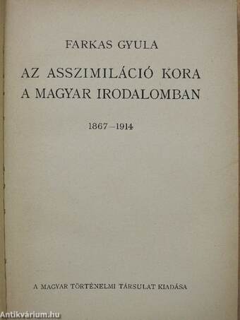 Az asszimiláció kora a magyar irodalomban