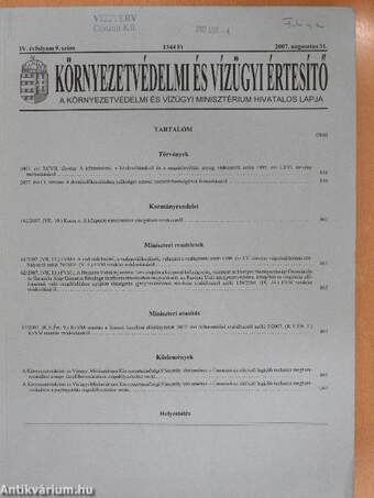 Környezetvédelmi és Vízügyi értesítő 2007. augusztus 31.