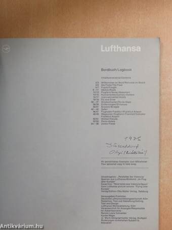 Lufthansa Bordbuch/Logbook