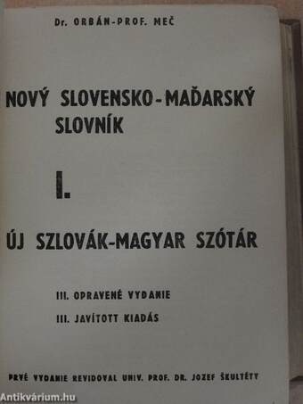 Új szlovák-magyar szótár/Új magyar-szlovák szótár I-II.