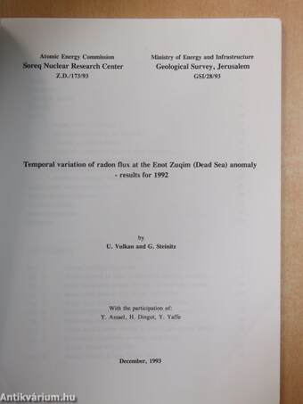 Temporal variation of radon flux at the Enot Zuqim (Dead Sea) anomaly - results for 1992