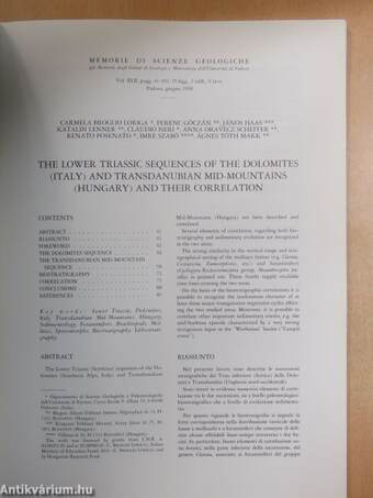 The lower triassic sequences of the dolomites (Italy) and transdanubian mid-mountains (Hungary) and their correlation