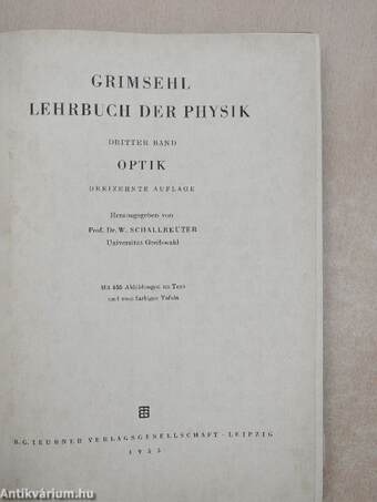 Grimsehl Lehrbuch der Physik III.