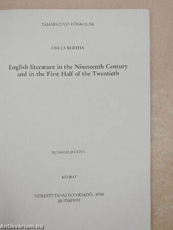 English literature in the Nineteenth Century and in the First Half of the Twentieth