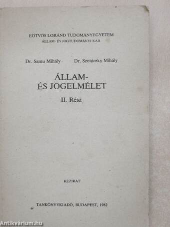 Állam- és jogelmélet II. (töredék)