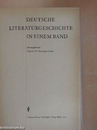 Deutsche Literaturgeschichte in einem Band