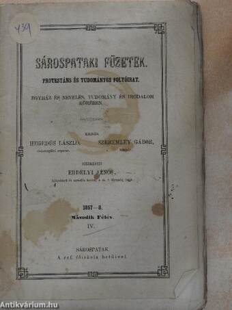 Sárospataki Füzetek 1858. február 25.