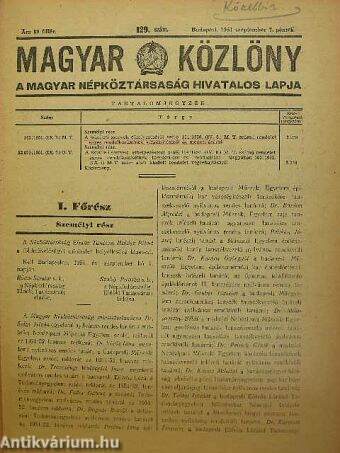 Magyar Közlöny 1951. szeptember 7.