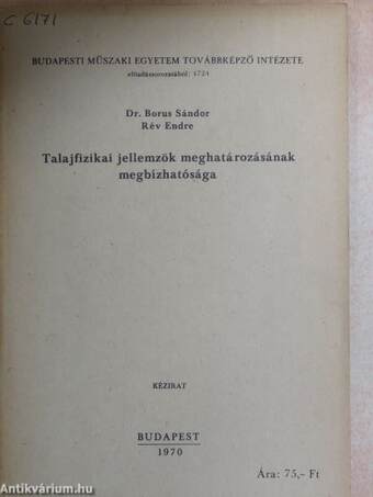 Talajfizikai jellemzők meghatározásának megbízhatósága