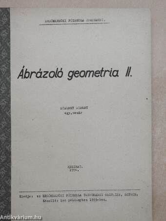 Ábrázoló geometria II.