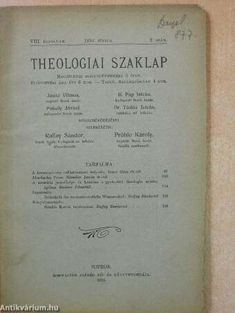 Theologiai szaklap 1910. június