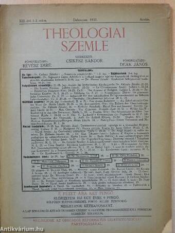 Theologiai Szemle 1937. Aratás