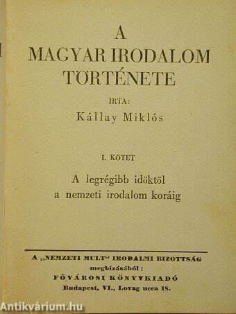 A magyar irodalom története I-III.