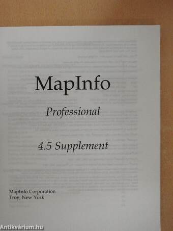 MapInfo Professional 4.5 Supplement