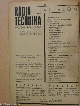 Rádió Technika 1938. szeptember