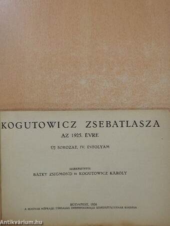 Kogutowicz zsebatlasza az 1925. évre