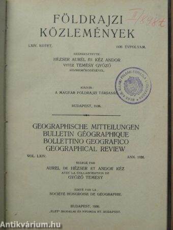 Földrajzi közlemények 1936.
