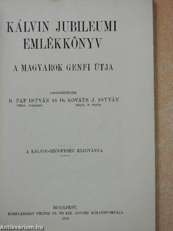 Kálvin jubileumi emlékkönyv