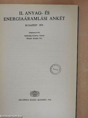 II. Anyag- és energiaáramlási ankét