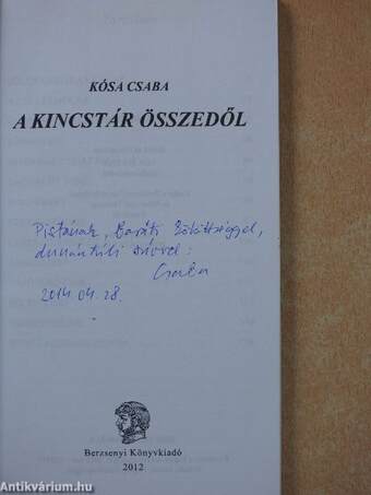 A kincstár összedől (dedikált példány)