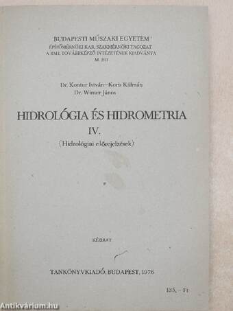 Hidrológia és hidrometria IV.