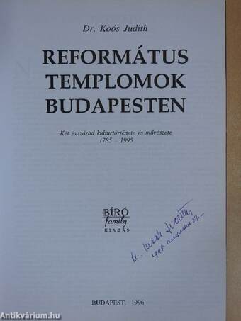 Református templomok Budapesten (aláírt példány)