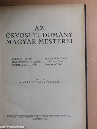 Az orvosi tudomány magyar mesterei