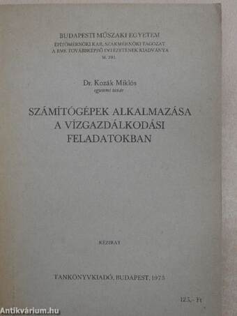 Számítógépek alkalmazása a vízgazdálkodási feladatokban