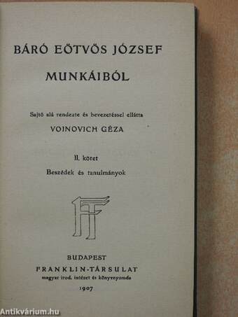 Báró Eötvös József munkáiból II.