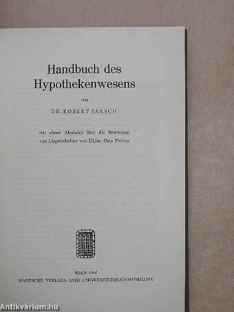 Handbuch des Hypothekenwesens