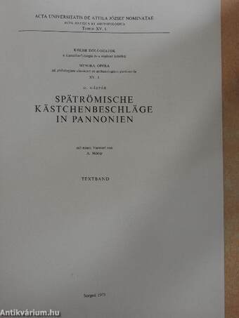 Acta Antiqua et Archaeologica Tomus XV.1.