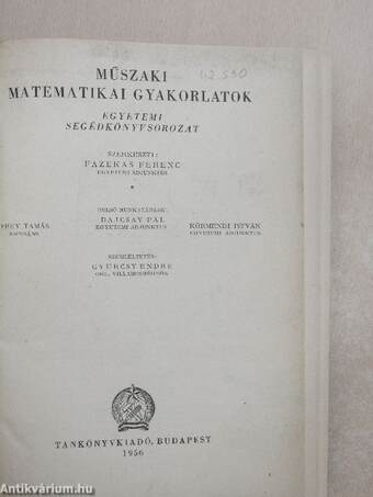 Műszaki matematikai gyakorlatok B. IV.