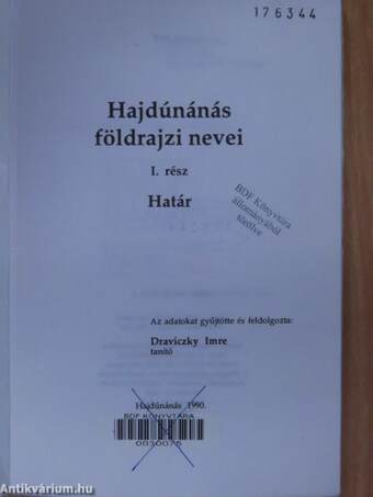 Hajdúnánás földrajzi nevei I.