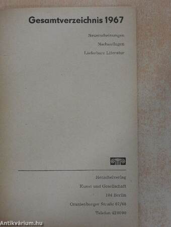 Gesamtverzeichnis 1967 - Neuerscheinungen/Nachauflagen/Lieferbare Literatur