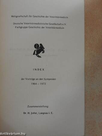 Index der Vorträge an den Symposien 1964-1972