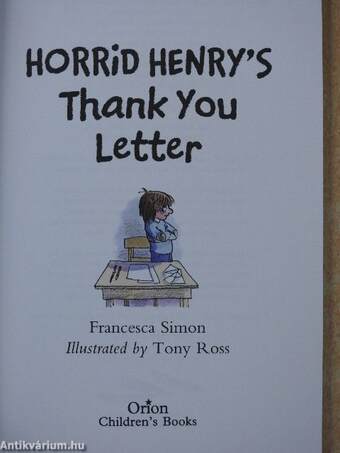 Horrid Henry's Thank You Letter