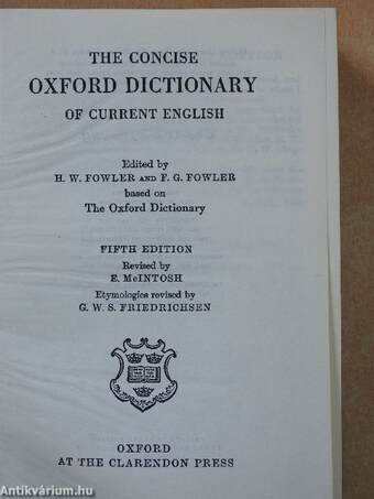 The Concise Oxford Dictionary of Current English