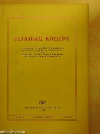 Filológiai Közlöny 1968. január-december