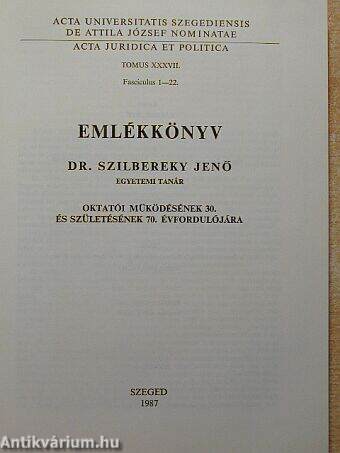 Szilbereky Jenő emlékkönyv