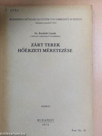 Zárt terek hőérzeti méretezése