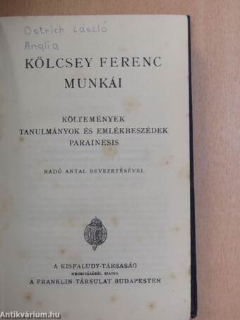 Kölcsey Ferenc munkái