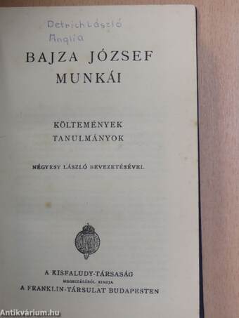 Bajza József munkái