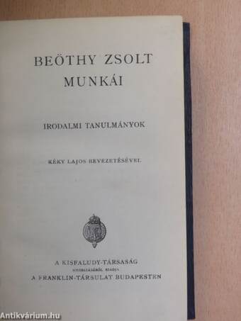 Beöthy Zsolt munkái 