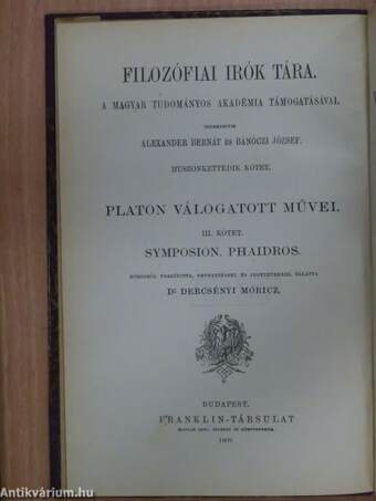 Platon válogatott művei III.