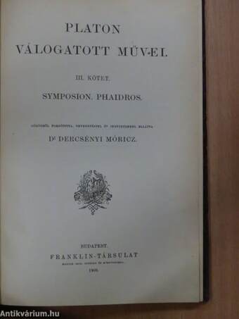 Platon válogatott művei III.