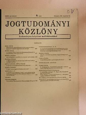 Jogtudományi Közlöny 1980. augusztus