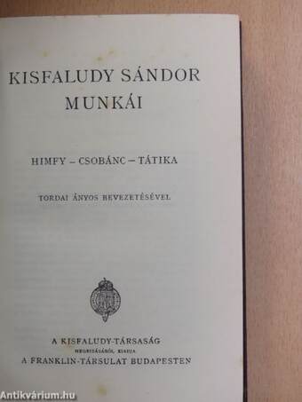 Kisfaludy Sándor munkái