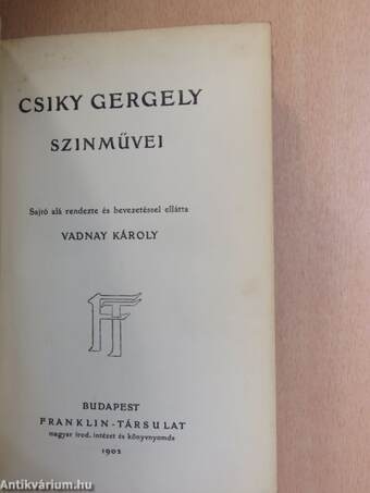 Csiky Gergely szinművei